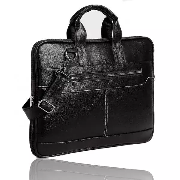 Laptop Carry Handle Bag (Black Leather)