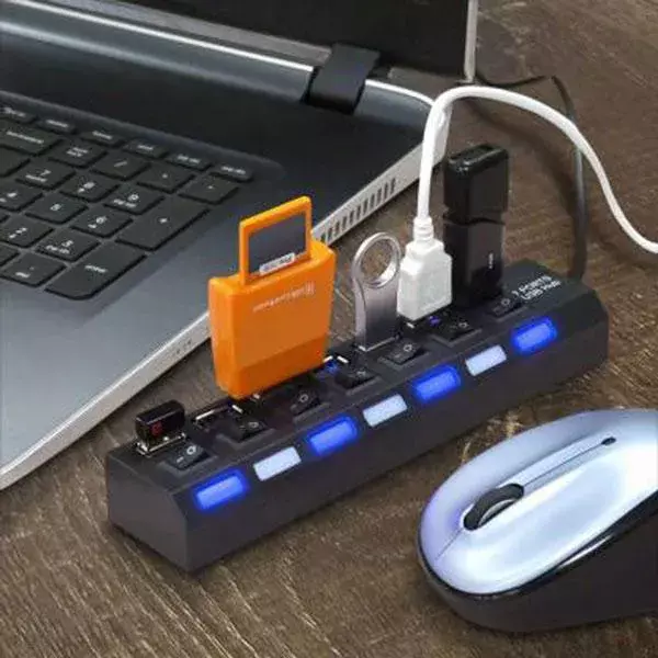 7 Port USB Hub with Switches