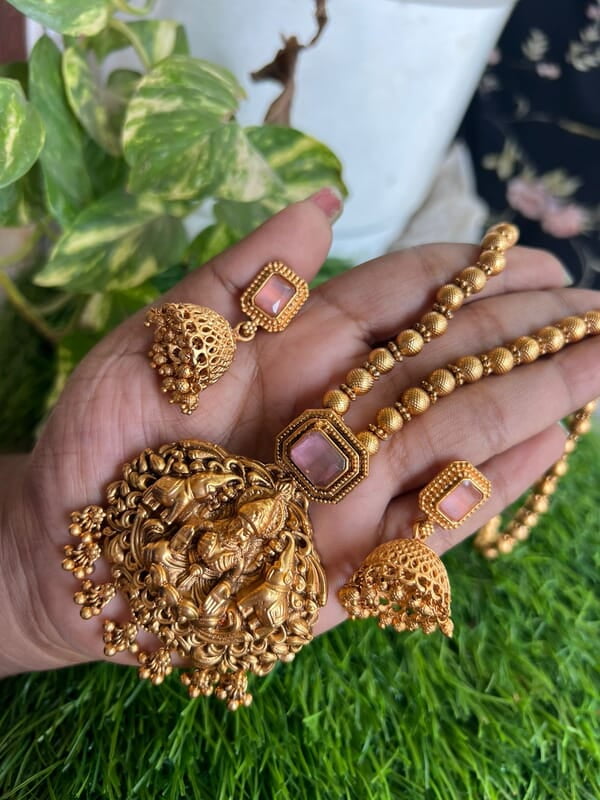 Antique lakshmi stone design fashionable long haram