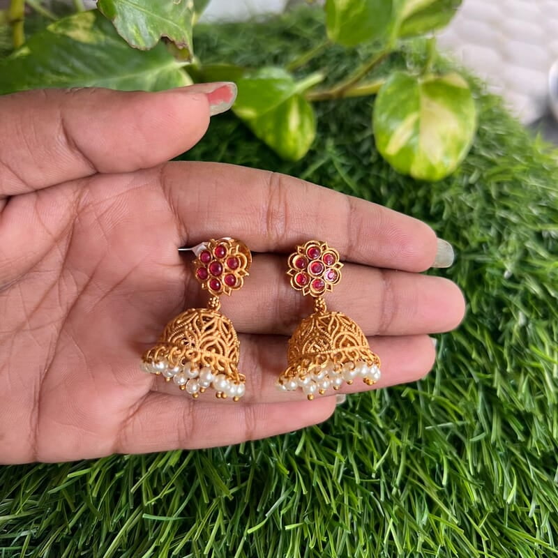 Unigue gold Finish ruby stone jimikki