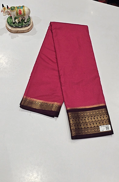 Crape Silk Mango Border Saree (id 19001)