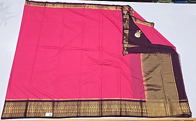 Crape Silk Mango Border Saree (id 19001)