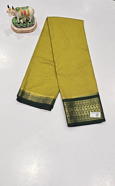 Crape Silk Mango Border Saree (id 19003)