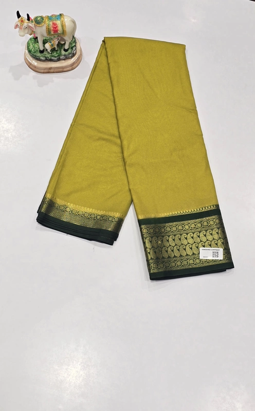 Crape Silk Mango Border Saree (id 19003)