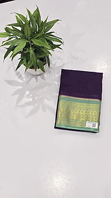Crape Silk Mango Border Saree (id 19004)