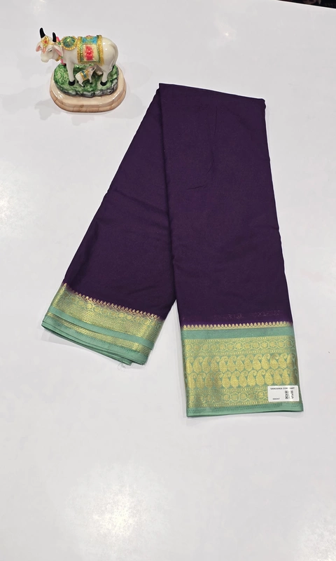 Crape Silk Mango Border Saree (id 19004)