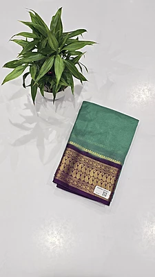 Crape Silk Mango Border Saree (id 19006)