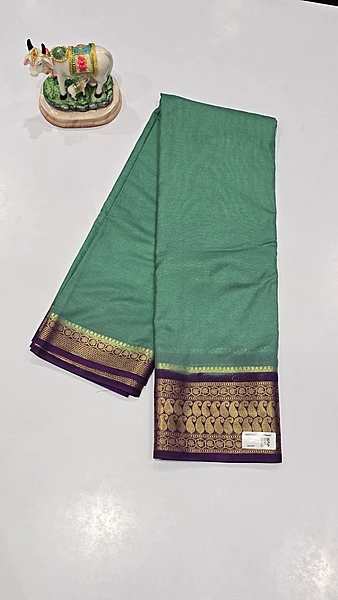 Crape Silk Mango Border Saree (id 19006)