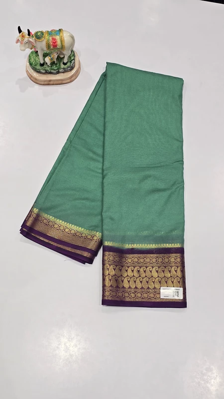 Crape Silk Mango Border Saree (id 19006)