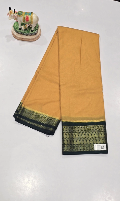 Crape Silk Mango Border Saree (id 19007)