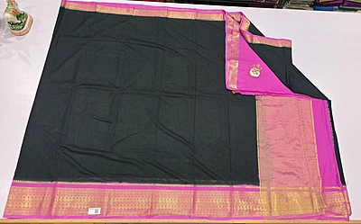 Crape Silk Mango Border Saree (id 19008)