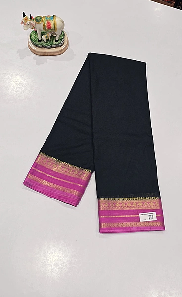 Crape Silk Small Border Saree (id 20008)