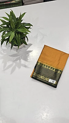 Crape Silk Mango Border Saree (id 19009)