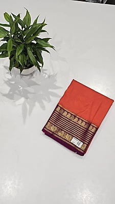 Crape Silk Mango Border Saree (id 19010)