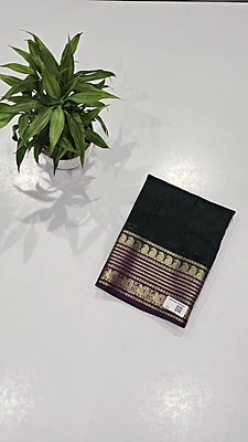 Crape Silk Mango Border Saree (id 19011)