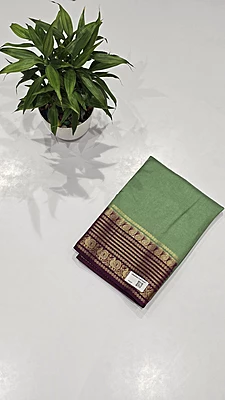 Crape Silk Mango Border Saree (id 19014)