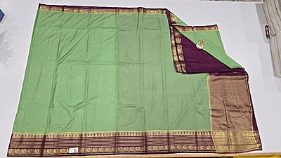 Crape Silk Mango Border Saree (id 19014)