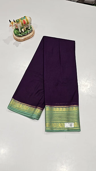Crape Silk Mango Border Saree (id 19016)
