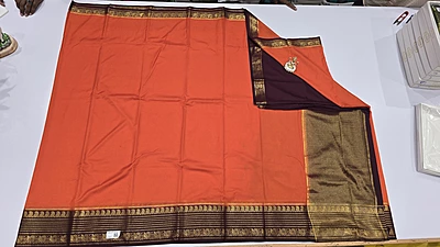 Crape Silk Mango Border Saree (id 19018)
