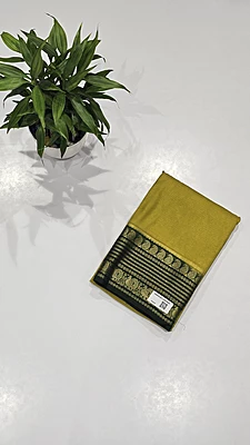 Crape Silk Mango Border Saree (id 19019)