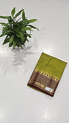Crape Silk Mango Border Saree (id 19022)