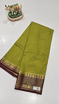 Crape Silk Mango Border Saree (id 19022)