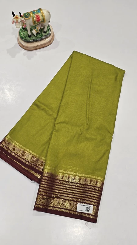 Crape Silk Mango Border Saree (id 19022)