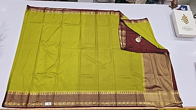 Crape Silk Mango Border Saree (id 19022)
