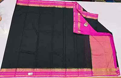 Crape Silk Small Border Saree (id 20008)