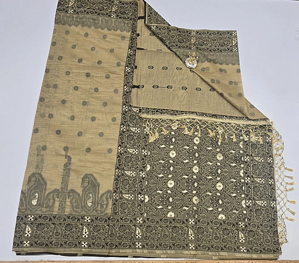 Pencil Cotton Meena Saree (id 23000))