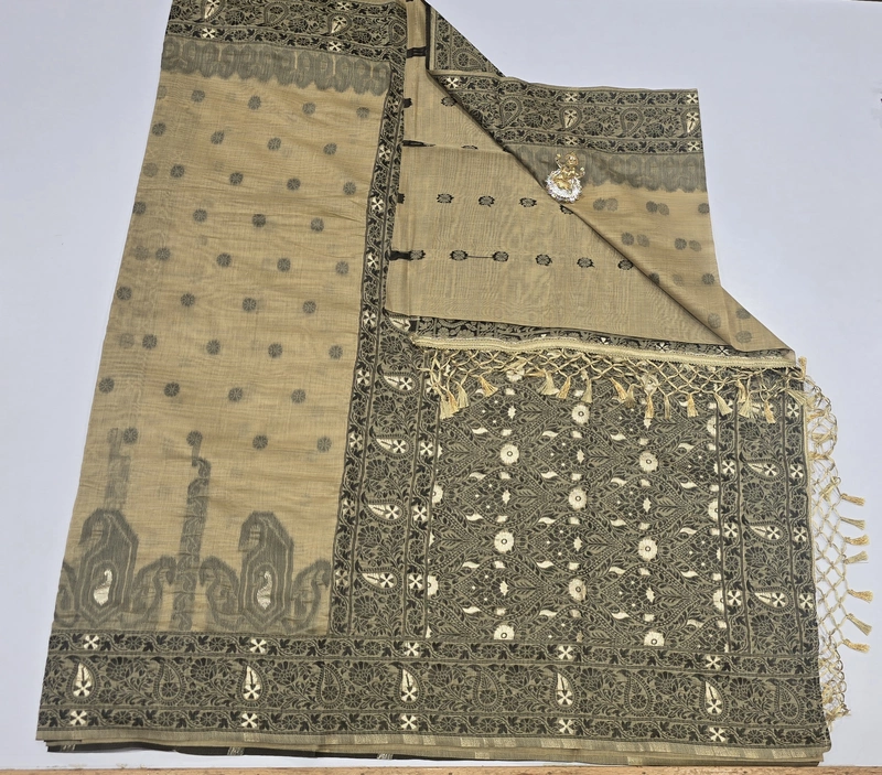 Pencil Cotton Meena Saree (id 23000))
