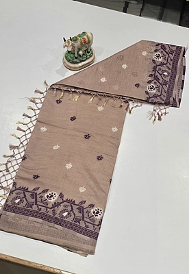 Pencil Cotton Meena Saree (id 23005)