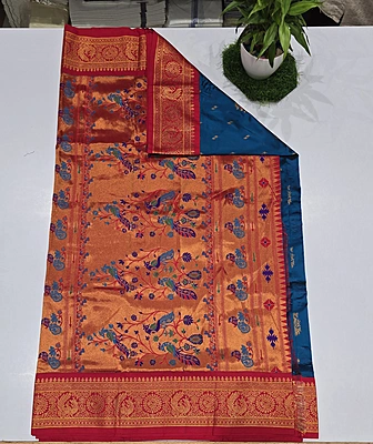 Paithani Pattu Kuttu Border Saree (id 24002)