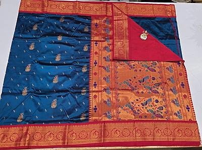 Paithani Pattu Kuttu Border Saree (id 24002)