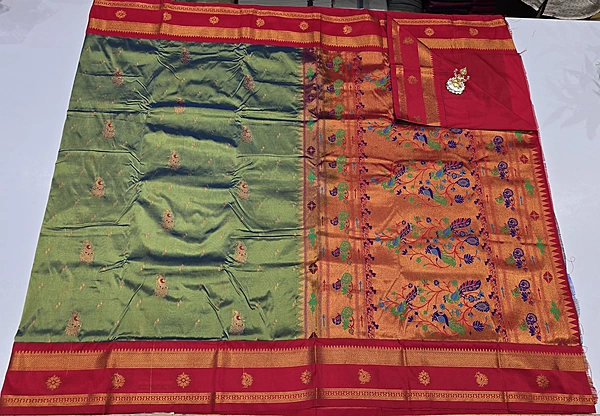 Paithani Pattu Kuttu Border Saree (id 24003)