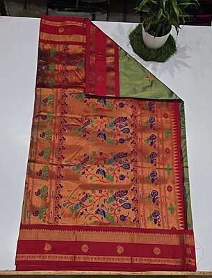 Paithani Pattu Kuttu Border Saree (id 24003)