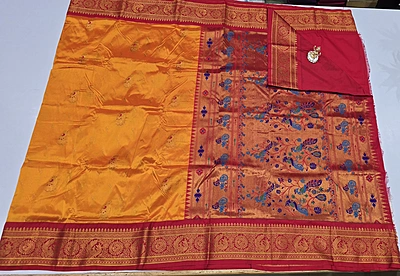 Paithani Pattu Kuttu Border Saree (id 24004)