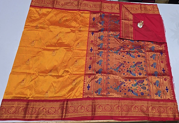 Paithani Pattu Kuttu Border Saree (id 24004)
