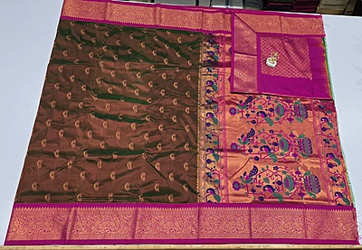 Paithani Pattu Kuttu Border Saree (id 24005)