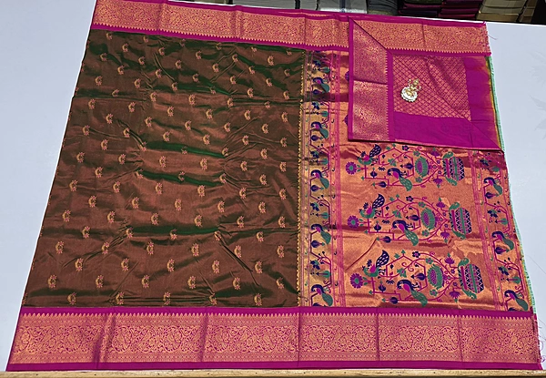 Paithani Pattu Kuttu Border Saree (id 24005)