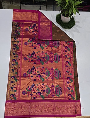 Paithani Pattu Kuttu Border Saree (id 24005)