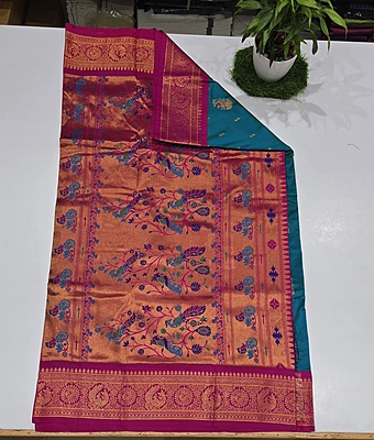 Paithani Pattu Kuttu Border Saree (id 24007)