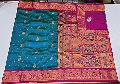 Paithani Pattu Kuttu Border Saree (id 24007)