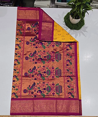 Paithani Pattu Kuttu Border Saree (id 24008)