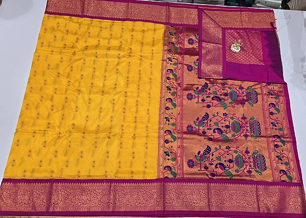 Paithani Pattu Kuttu Border Saree (id 24008)