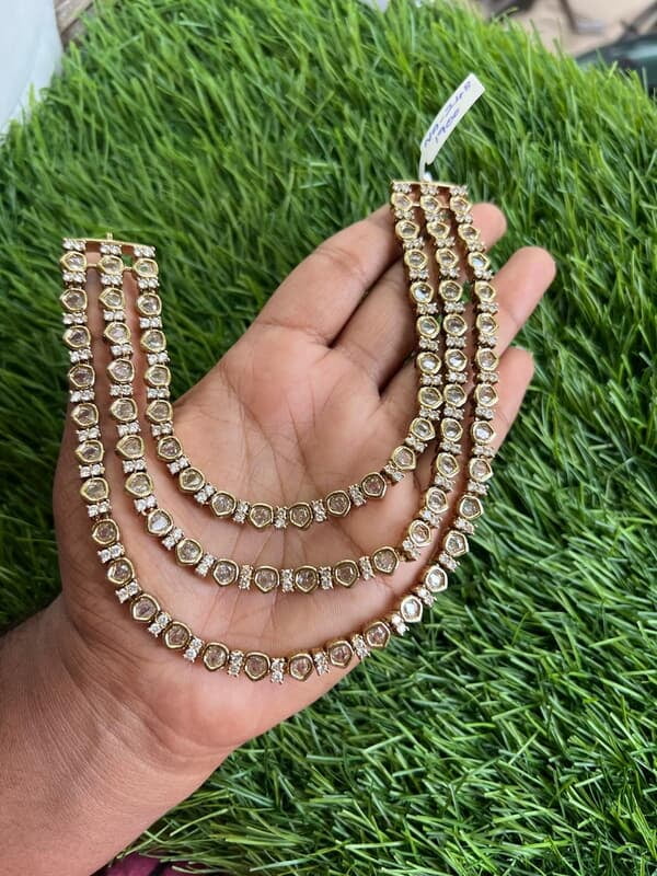 Three layer trendy victorian design with ad stones neck piece