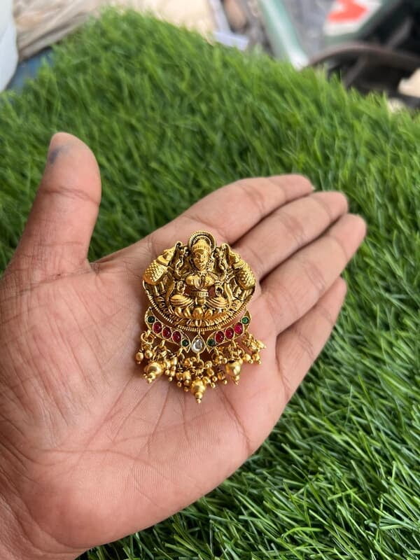 Lakshmi design with elephant unique stone pendant