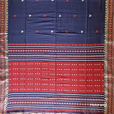 Navy Blue Premium Handwoven Khadi Cotton Jamdani Saree Navy Blue Premium Handwoven Khadi Cotton Jamdani Saree