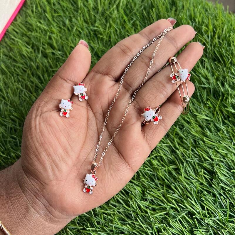 Fancy rabbit hold on carrot  design with rosegold kids combo set