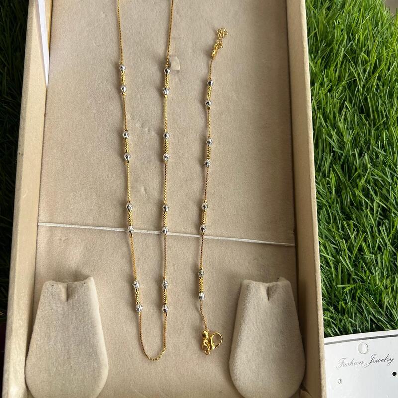 Gold finish with silver ball unique design chain with bracelet